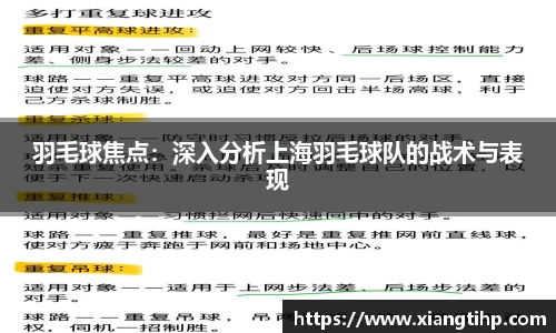 羽毛球焦点：深入分析上海羽毛球队的战术与表现